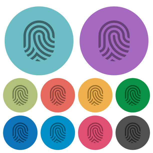 Fingerprint color darker flat icons vector art illustration