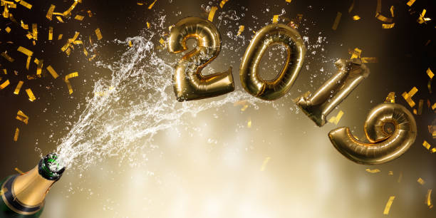 istock Bottle of champagne, New year 2019 celebration theme. 1076532164
