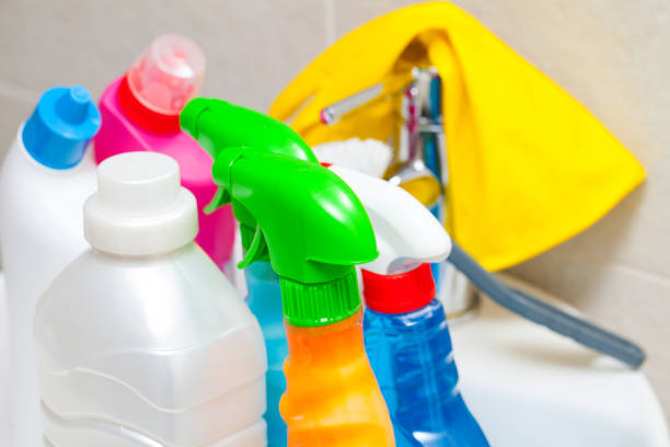 istock Colorful cleaning products in the bathroom 1076532532