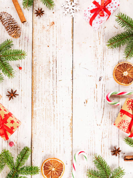 istock Christmas decoration on wooden background 1076532734