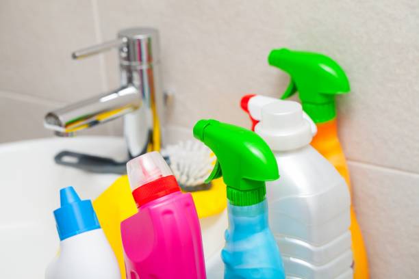 istock Colorful cleaning products in the bathroom 1076532940