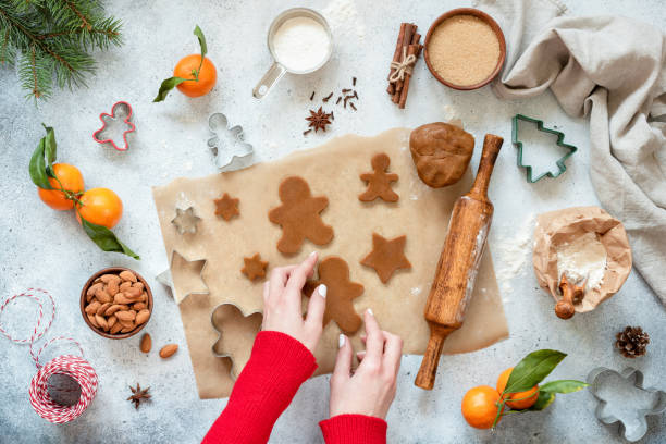 istock Preparation of gingerbread cookies. Festive Christmas baking 1076536334