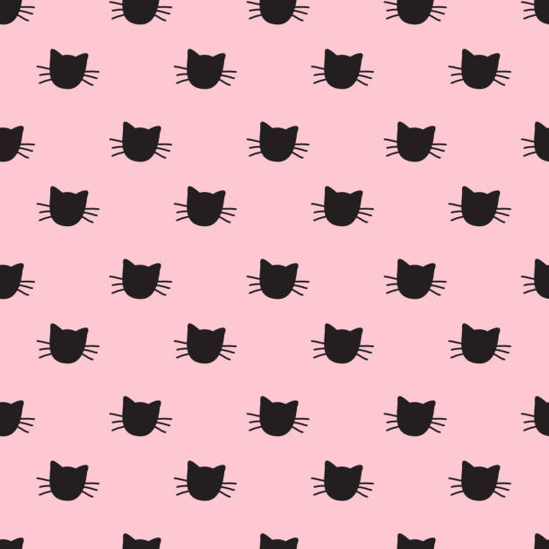 Hand Drawn Cats Vector Seamless Pattern Hand Drawn Cats Vector Seamless Pattern. Doodle Cat Heads Endless Background for Trendy Fabric Textile Design or Web Wallpaper kitten wallpaper stock illustrations