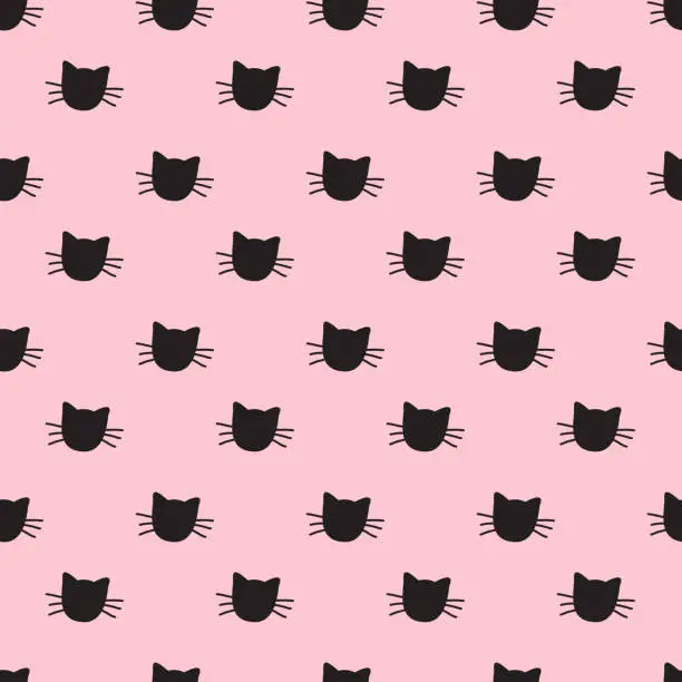 Vector illustration of Hand Drawn Cats Vector Seamless Pattern