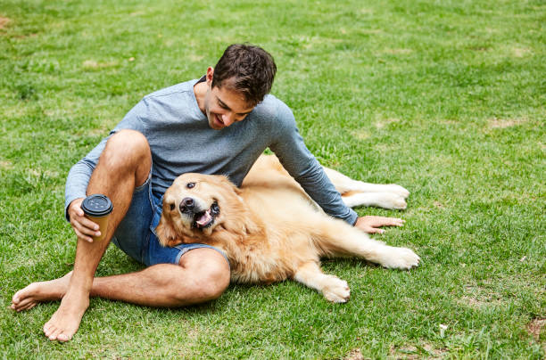 istock Dog and dude in park 1076571792