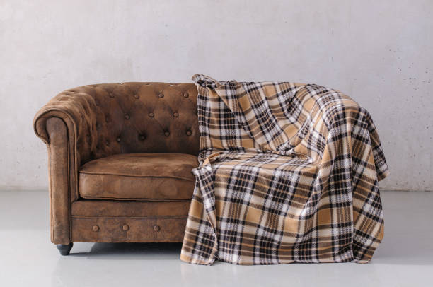 brown leather sofa - armchair sofa leather brown imagens e fotografias de stock