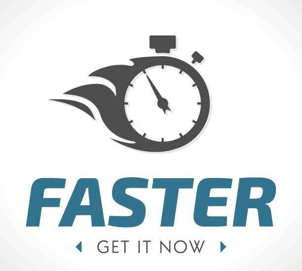 illustrazioni stock, clip art, cartoni animati e icone di tendenza di logo più veloce - stopwatch speed clock time