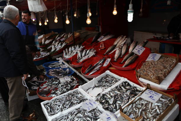 Daily scene in a central fishmarket in Istanbul