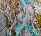 Aerial view of river water channels.