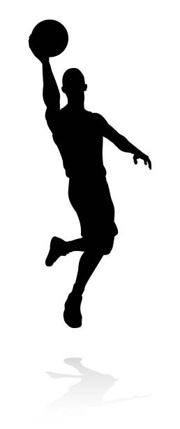 Silhouette Basketball Player A silhouette basketball player sports illustration silhouette of basketball player slam dunk stock illustrations