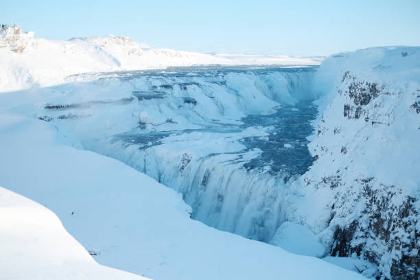 istock Gullfoss waterfall in Winter. beautiful waterfall Gullfoss, famous landmark in Iceland 1076588760