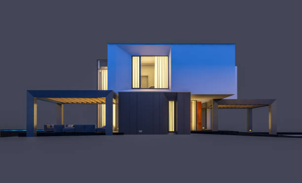 istock 3d rendering of modern cozy house. Isolated on gray. 1076588892