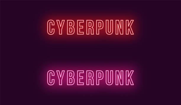 istock Inscription of Cyberpunk in neon Bold style Vector 1076589306