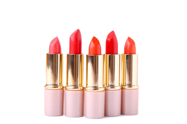 istock Red lipsticks isolated on white background, make-up 1076590980