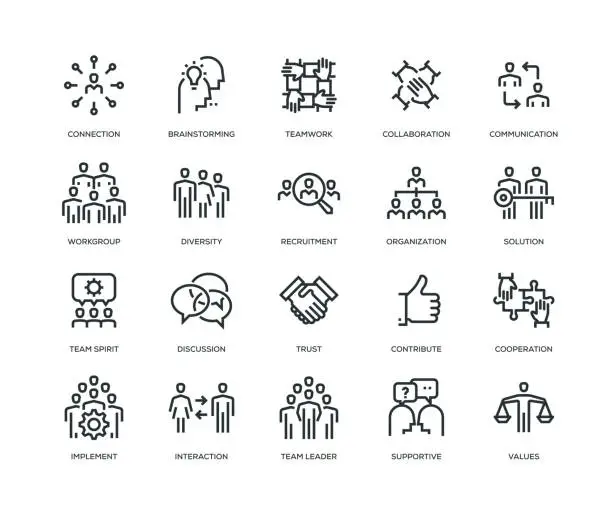 Vector illustration of Teamwork Icons - Line Series