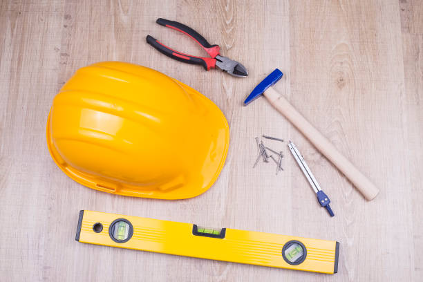 istock Yellow safety helmet isolated on white background 1076593914