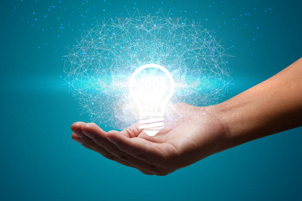 istock Innovative idea in businessman hand. Innovative idea concept 1076594282