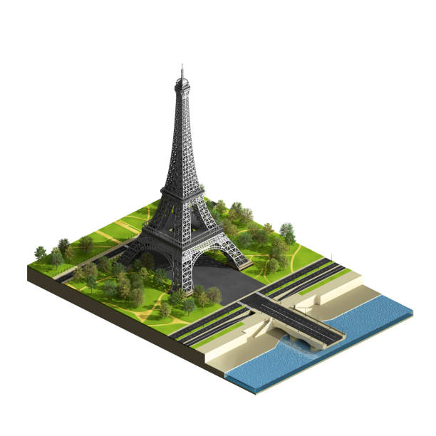 istock Eiffel tower with terrain isolated on the white 1076595560