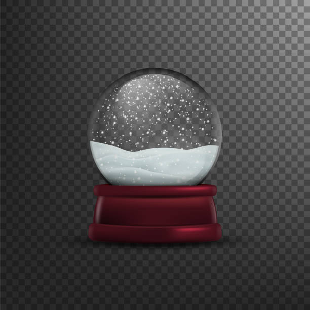 boże narodzenie kula śnieżna odizolowane na przezroczystym tle. ilustracja wektorowa, - snow globe dome glass transparent stock illustrations