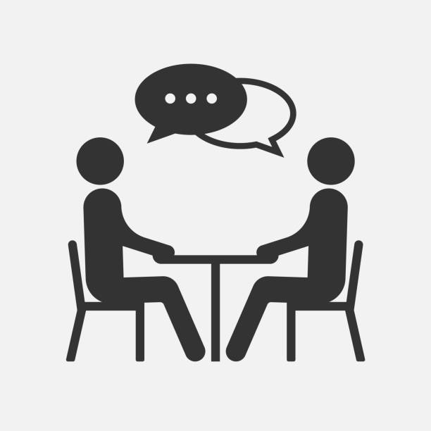 People At A Table Talking Icon Isolated On White Background Vector  Illustration Stock Illustration - Download Image Now - iStock