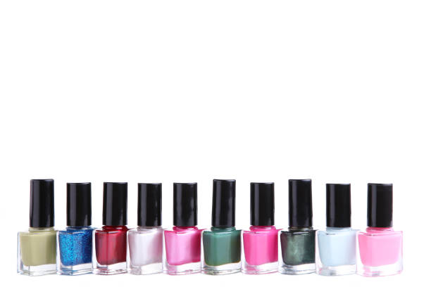 istock Group of bright nail polishes isolated on white 1076599854