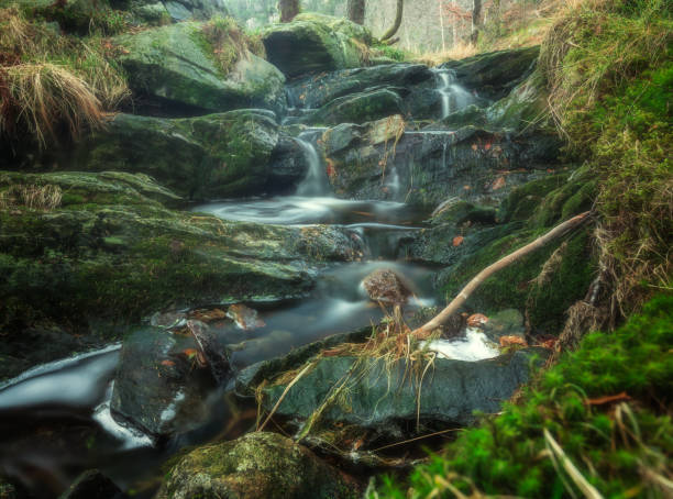 istock Mountain stream cascadind down the rocks 1076599970