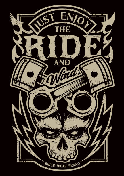 genießen sie einfach die fahrt vektorgrafiken für biker - skull dirty insignia grunge stock-grafiken, -clipart, -cartoons und -symbole