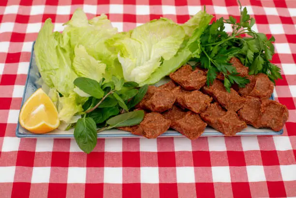 Photo of Traditional Turkish appetizer Cigkofte, Turkish food.