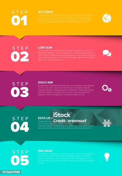 5 Point Progress Vector Progress Five Steps Template Stock Illustration - Download Image ...