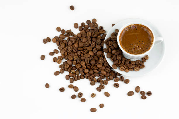istock Turkish coffee on the white background. Coffee beans 1076609122