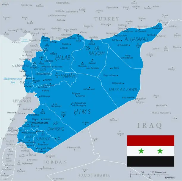 Vector illustration of 33 - Syria - Blue Gray 10