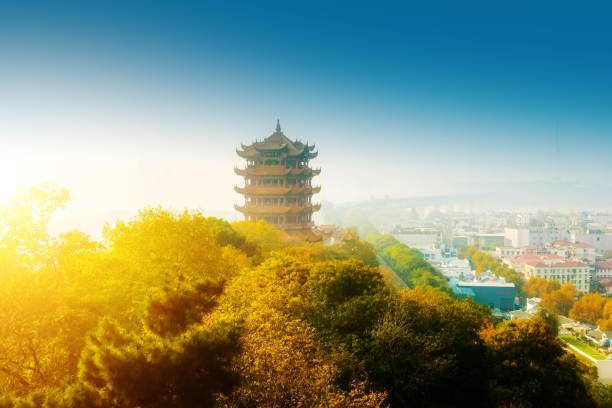 istock Yellow crane tower in Wuhan 1076618154