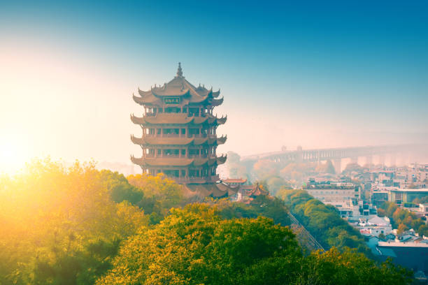 istock Yellow crane tower in Wuhan 1076618180