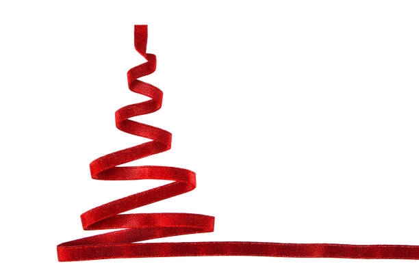 istock Christmas tree made of a red ribbon 1076620722