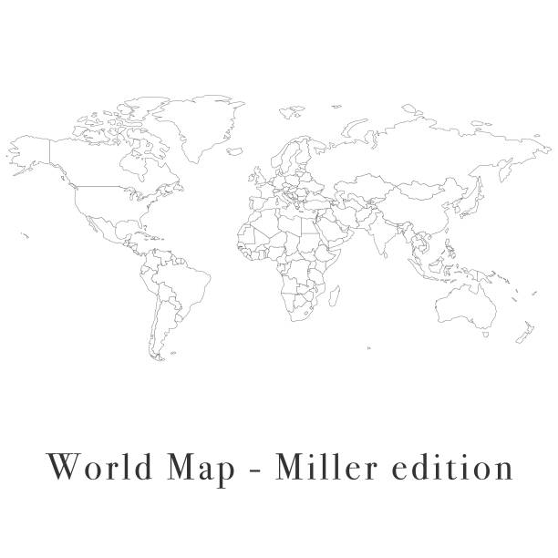 World map Miller edition Vector illustration of a miller world map. international border stock illustrations