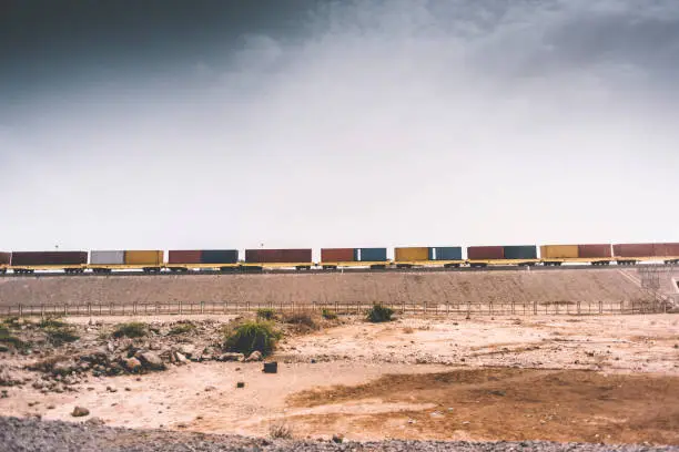 Train with containers from Addis Ababa in Ethiopia to Doraleh Multi-Purpose Port in Djibouti.
