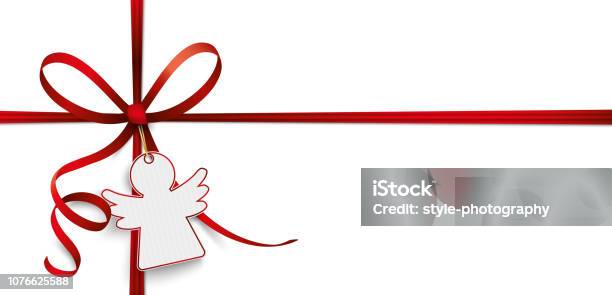 Card Red Thin Ribbon Bow Header Stock Illustration - Download