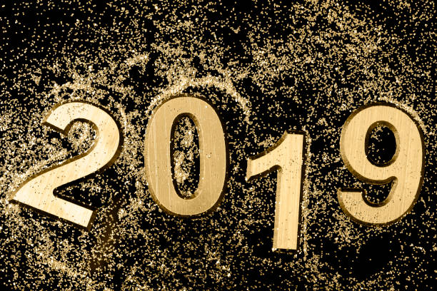istock Black and gold 2019 Greeting card 1076625634