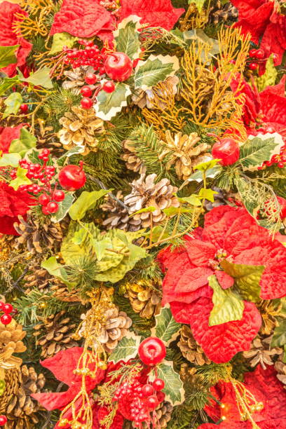 istock leaves, berries and cones on the Christmas tree 1076625976