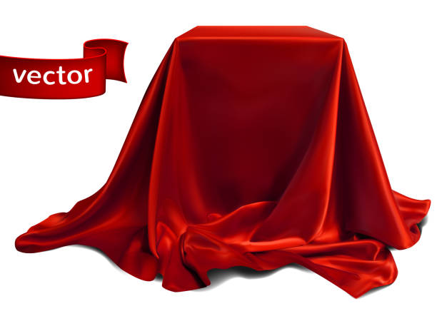 istock Red silk fabric covering the podium. Beautiful drape. Highly realistic illustration. 1076631012