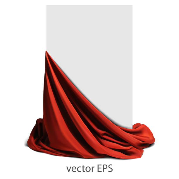 istock Beautifully draped red silk. Place for your text. Highly realistic illustration. 1076633218