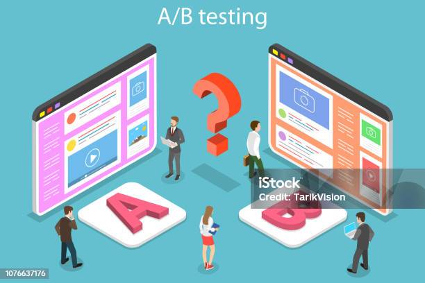 Isometric Flat Vector Concept Of Ab Testing Split Test Ab Comparison Stock Illustration - Download Image Now