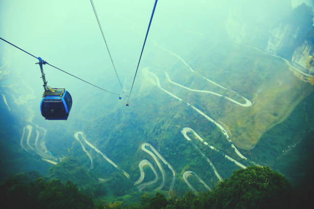 istock Cable cars in mountain 1076638490