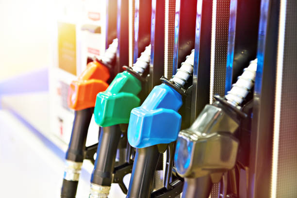 istock Fuel nozzles on filling station 1076638516