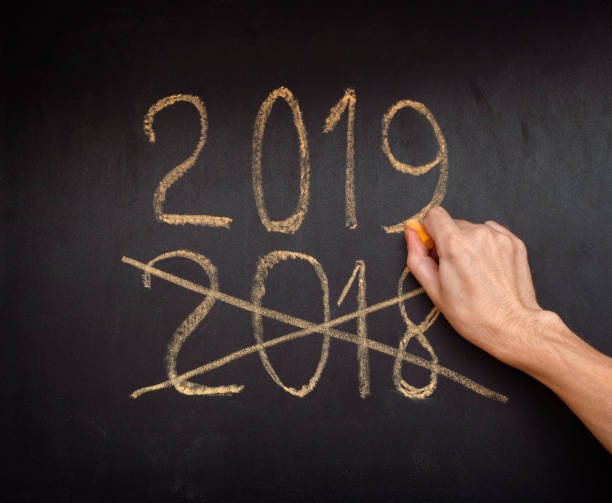 istock Hand writing 2019 and crossing out 2018 on a blackboard 1076653688