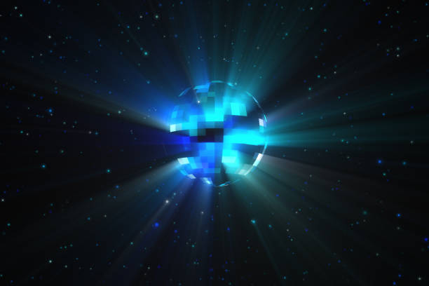 istock 3d illustration rotation of a colorful multi-colored disco ball with particles and rays 1076664630