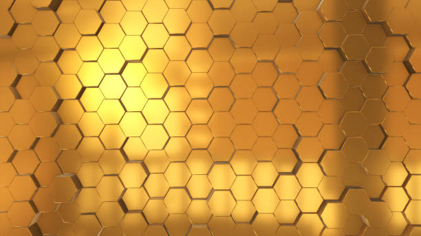 istock Abstract 3d illustration background made of shining golden hexagons 1076664800