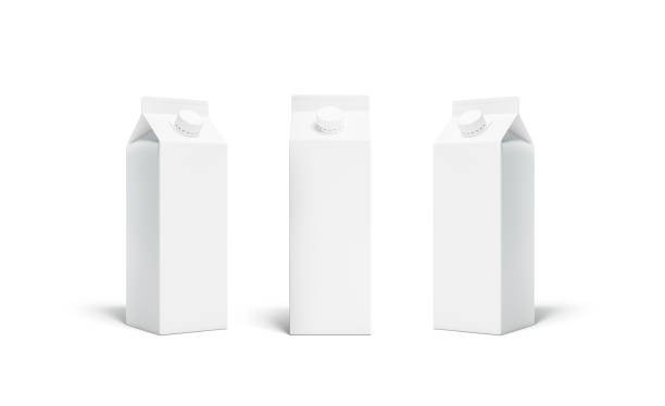 istock Blank white rex juice or milk pack lid mockup set 1076665818