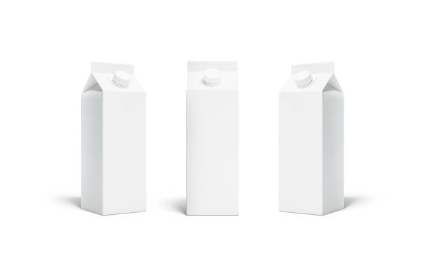 blank white rex juice or milk pack lid mockup set - drink carton imagens e fotografias de stock