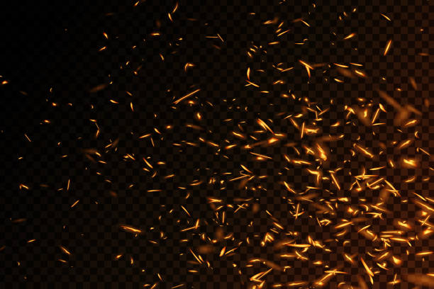 realistische vektor isoliert feuereffekt für dekoration und verkleidung auf dem transparenten hintergrund. konzept von funken, flammen und licht. - ash fireplace fire log stock-grafiken, -clipart, -cartoons und -symbole